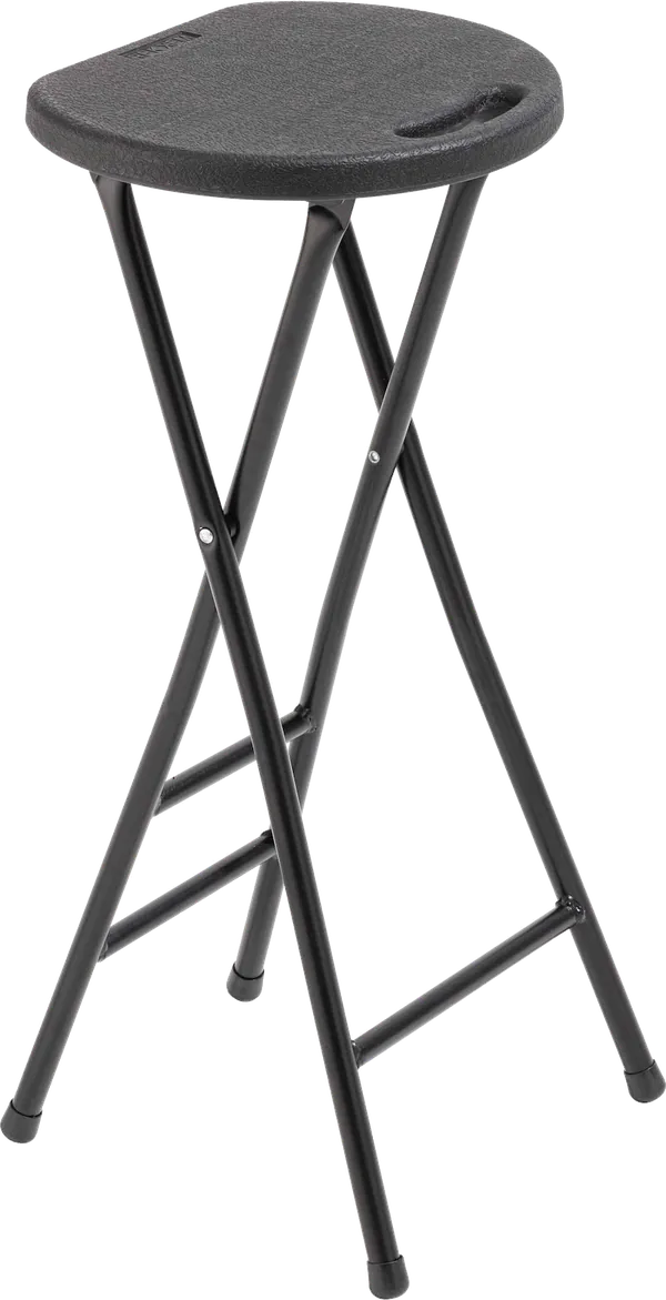 Tabouret haut pliant à assise ronde noire